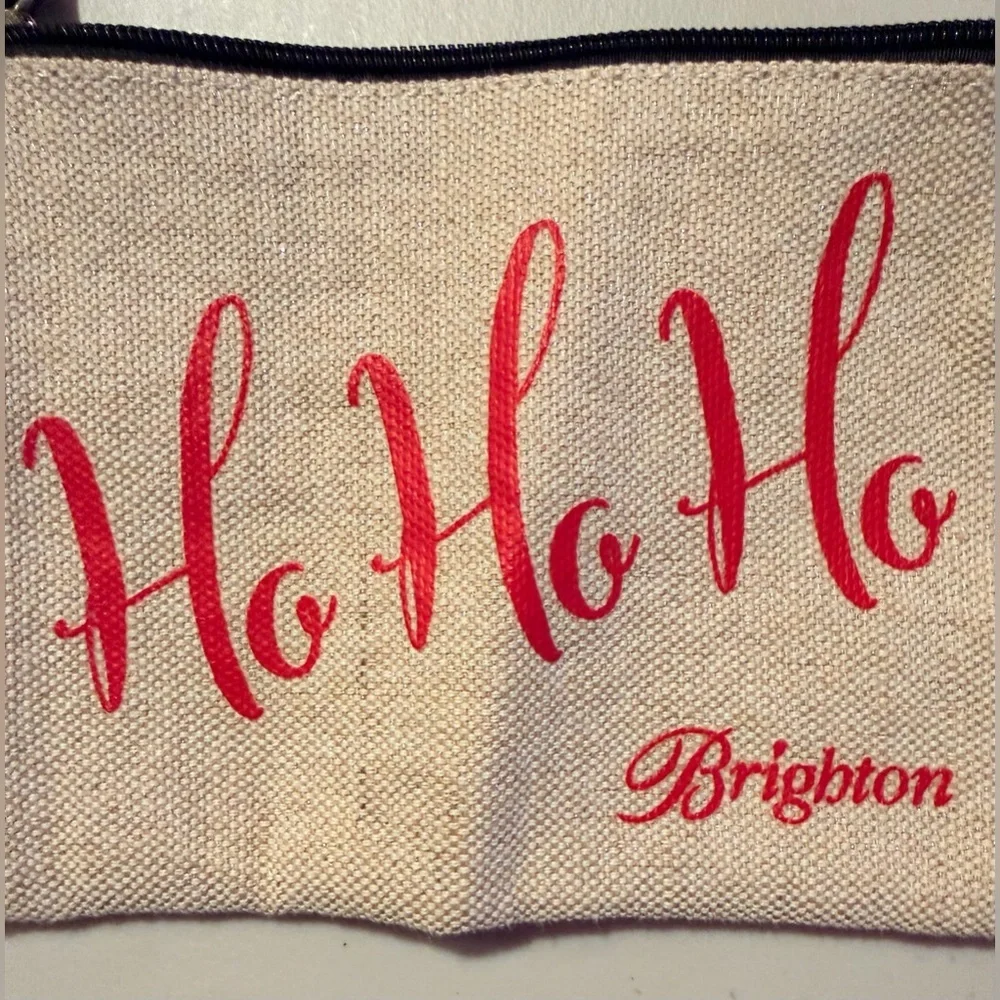 Brighton | Ho Ho Ho Sparkle Canvas Christmas Zipper Cosmetic Bag